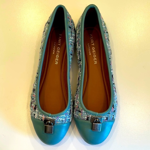New Kurt Geiger Blue Ballet Flats with Decorative Buckle. Size 40. - Picture 1 of 9